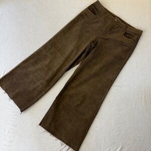 Kut from the Kloth Meg Fab Ab Wide Leg Corduroy Pants Brown High Rise 10